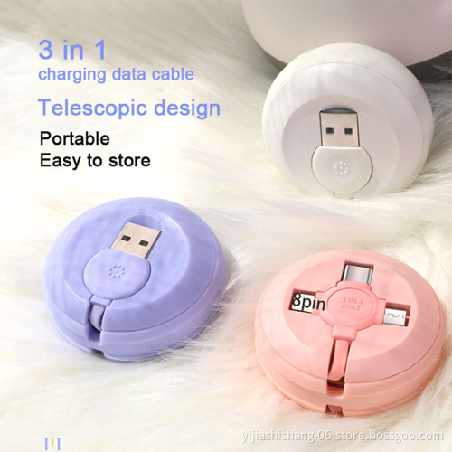 September Shopping Festival Multi USB Charger Cable Retractable Three In One Phone Charging Line Creative Gift